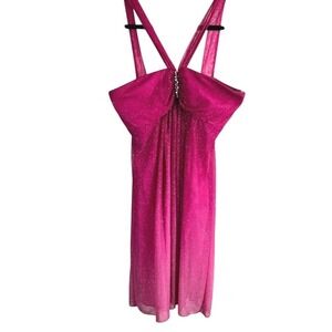 Vintage B. Darlin Pink Sparkle Dress with Bling Brooch Y2K Barbiecore Homecoming